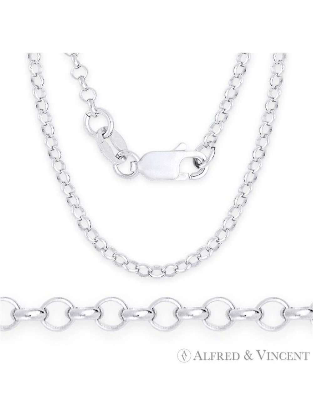2.6mm Open Rolo Circle Cable Italian Chain Necklace in .925 Sterling Silver 24"